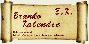 Branko Kalendić vizit kartica